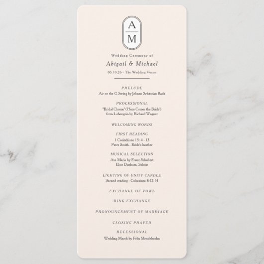 Einfach beige, moderne Initialen Programm (Vorderseite)