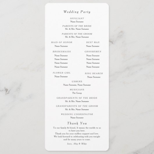 Einfach beige, moderne Initialen Programm (Rückseite)