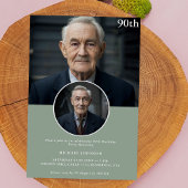 Einfach beliebiges Alter Grün Foto 90. Geburtstag Einladung