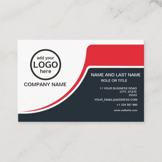 Einfach Beruflich 2 Farben hinzufügen Rot Visitenkarte (Vorderseite)