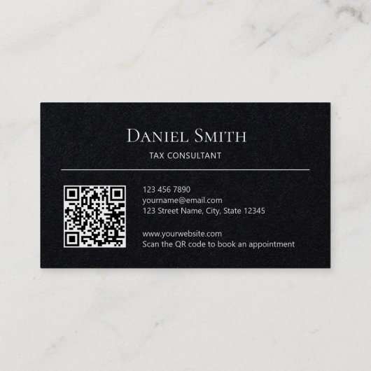 Einfach Beruflich auf Schwarzweißpapier mit QR-Cod Visitenkarte (Rückseite)