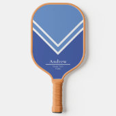 Einfach Beruflich Blue Monogram Mit Monogramm Pickleball Schläger (Rückseite)