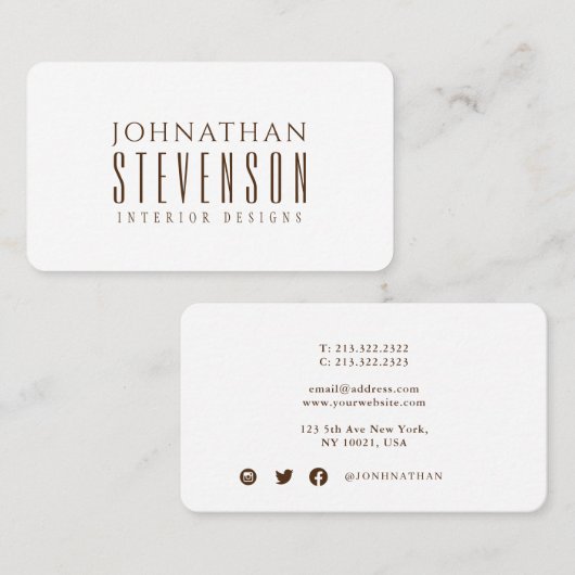 Einfach Beruflich Schlicht, weiß und braun Visitenkarte (Vorne/Hinten)