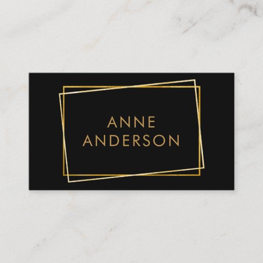 Einfach Berufliches Schwarz und Gold Visitenkarte (Vorderseite)