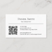 Einfach Berufliches Schwarz/Weiß mit QR-Code Visitenkarte (Rückseite)
