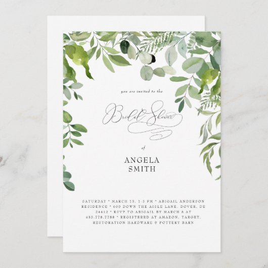 Einfach Bio Greenery Brautparty Einladung (Vorne/Hinten)