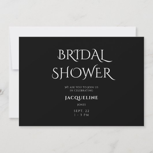 Einfach Black Bridal Dusche Einladung (Vorderseite)