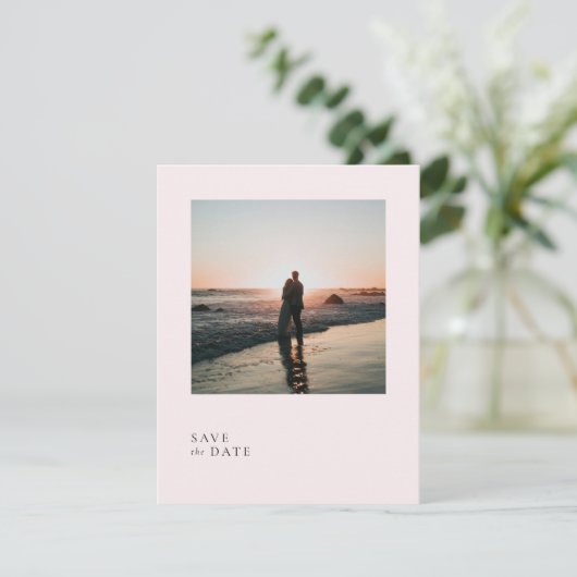 Einfach blass Romantische weiche Minimale Rose Ros Save The Date (Stehend Vorderseite)