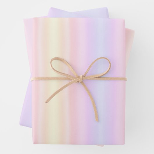 Einfach, blassrosa, hellblau, pastellgelb, strahle geschenkpapier set (Beispiel)