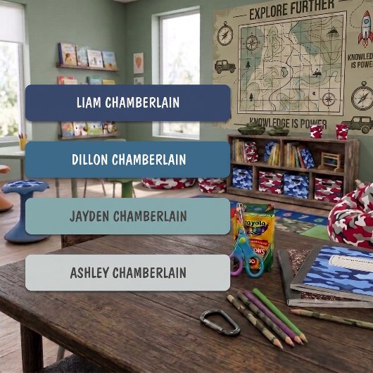 Einfach Blau Gefärbter Junge Farbkodiert Etiketten