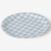 Einfach Blau Gingham Pappteller (Schrägansicht)