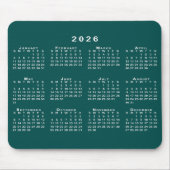 Einfach blau-grün und weiß - Kalender 2026 Mousepad (Vorne)