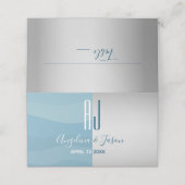 Einfach Blau Platzkarte (Außenseite Aufgefaltet)