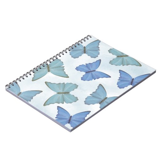 Einfach blau Schöne Schmetterlinge Wasserfarbe Nie Notizblock (Linke Seite)