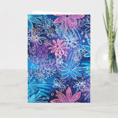 Einfach Blau und Rosa Print Happy Birthday Karte (Rückseite)