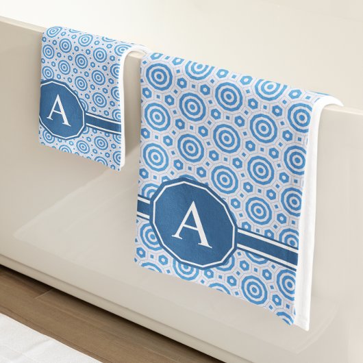 Einfach blau und weiß, modern geometrisch badhandtuch set
