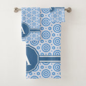 Einfach blau und weiß, modern geometrisch badhandtuch set (Insitu)