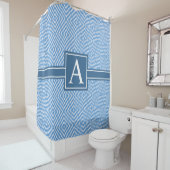 Einfach Blau und Weiß, moderne geometrische Monogr Duschvorhang (Beispiel)