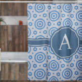 Einfach Blau und Weiß, moderne geometrische Monogr Duschvorhang