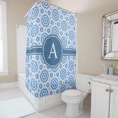 Einfach Blau und Weiß, moderne geometrische Monogr Duschvorhang (Beispiel)