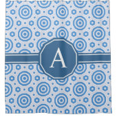Einfach Blau und Weiß, moderne geometrische Monogr Duschvorhang (Vorderseite)