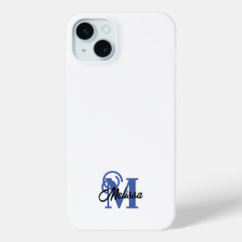Einfach Blau und Weiß, monogrammatisch Case-Mate iPhone Hülle