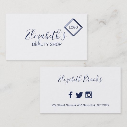 Einfach blau und weiß visitenkarte (Vorne/Hinten)