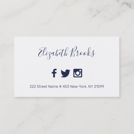 Einfach blau und weiß visitenkarte (Rückseite)