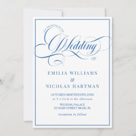 Einfach Blau Weiße Hochzeit Alles in Einem Einladung