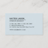 Einfach blaue, moderne Minimalistische Visitenkart Visitenkarte (Rückseite)