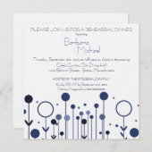 Einfach blauer Blumen Dot Moderne Probe Abendessen Einladung (Vorne/Hinten)