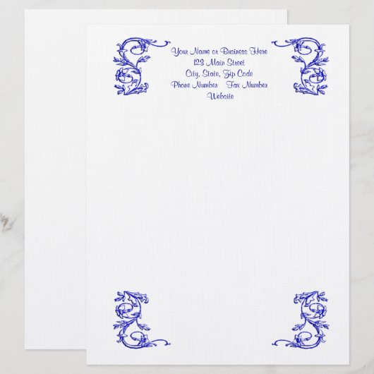 Einfach blauer, eleganter Letterhead Briefbogen (Vorne/Hinten)