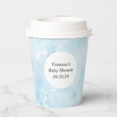 Einfach blaues ästhetisches Aquarellmuster Pappbecher (Rückseite)