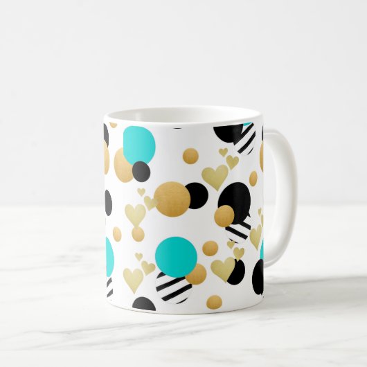 Einfach blaues Schwarz Abstraktes Nahtloses Muster Kaffeetasse (VorderseiteRechts)