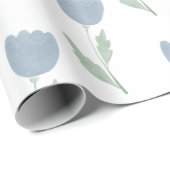 Einfach blaues Wasserfarbenflor Geschenkpapier (Rolleneckpunkt)