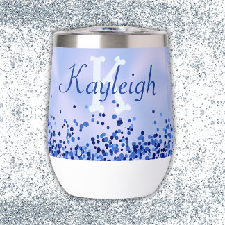 Einfach blaugegossenes Metall und Glitzer Monogram