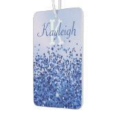 Einfach blaugegossenes Metall und Glitzer Monogram Autolufterfrischer (Links)
