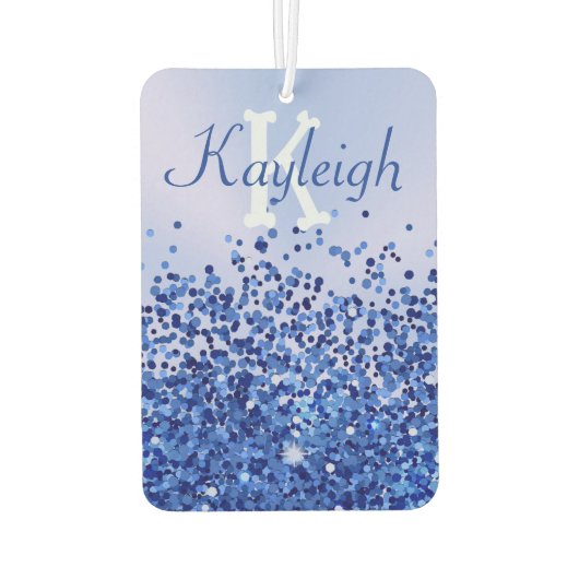 Einfach blaugegossenes Metall und Glitzer Monogram Autolufterfrischer (Rückseite)