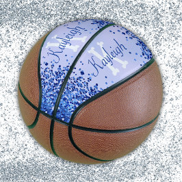 Einfach blaugegossenes Metall und Glitzer Monogram Basketball