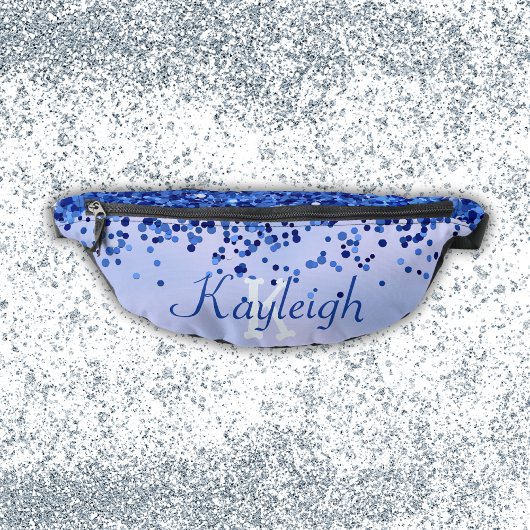 Einfach blaugegossenes Metall und Glitzer Monogram Bauchtasche