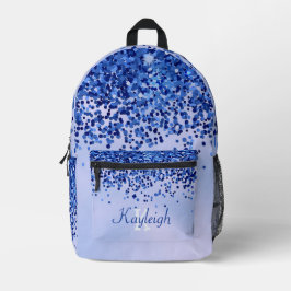 Einfach blaugegossenes Metall und Glitzer Monogram Bedruckter Rucksack