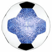 Einfach blaugegossenes Metall und Glitzer Monogram Fußball (Vorderseite)