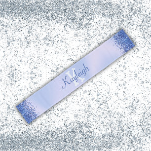 Einfach blaugegossenes Metall und Glitzer Monogram Großer Tischläufer