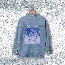 Einfach blaugegossenes Metall und Glitzer Monogram Jeansjacke
