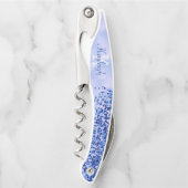 Einfach blaugegossenes Metall und Glitzer Monogram Kellnermesser (Vorderseite)