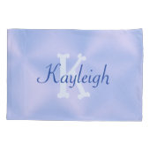 Einfach blaugegossenes Metall und Glitzer Monogram Kissenbezug (Rückseite)