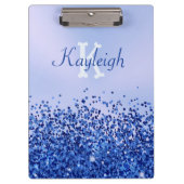 Einfach blaugegossenes Metall und Glitzer Monogram Klemmbrett (Vorderseite)