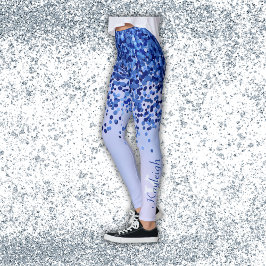 Einfach blaugegossenes Metall und Glitzer Monogram Leggings