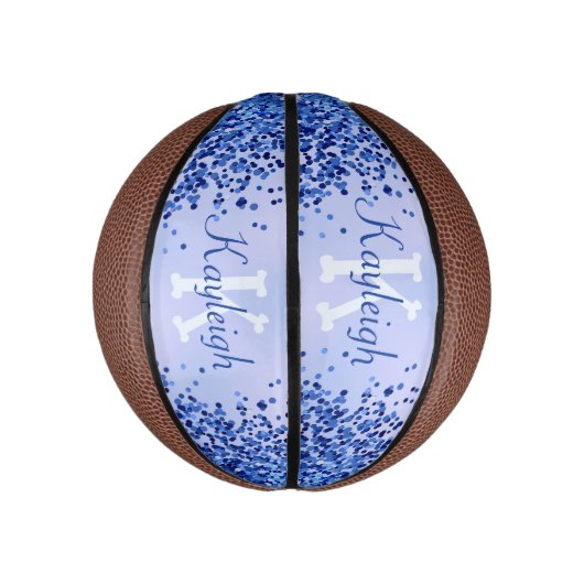 Einfach blaugegossenes Metall und Glitzer Monogram Mini Basketball (Vertikal)