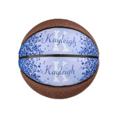 Einfach blaugegossenes Metall und Glitzer Monogram Mini Basketball (Vorderseite)